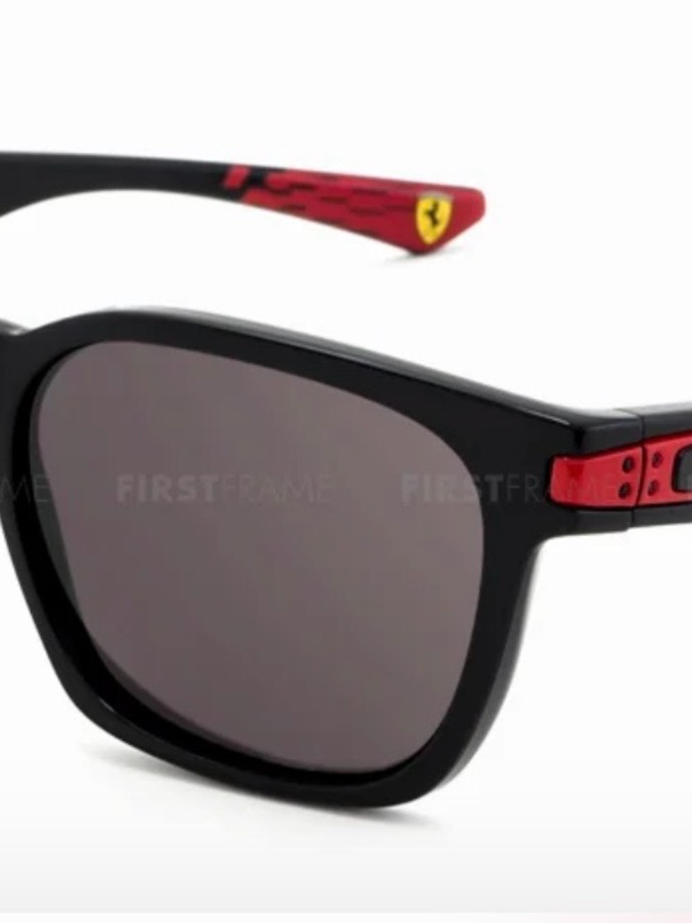 Oakley x Scuderia Ferrari Black Sunglasses with Red Temple Accents
